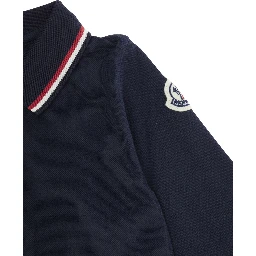 Dark Blue Romper 8L0001189AL2778 with Contrast Collar and Logo Patch on Sleeve in Baby Cotton