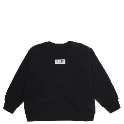 black Sweatshirt with round neck and logo on the front in cotton for Boy
