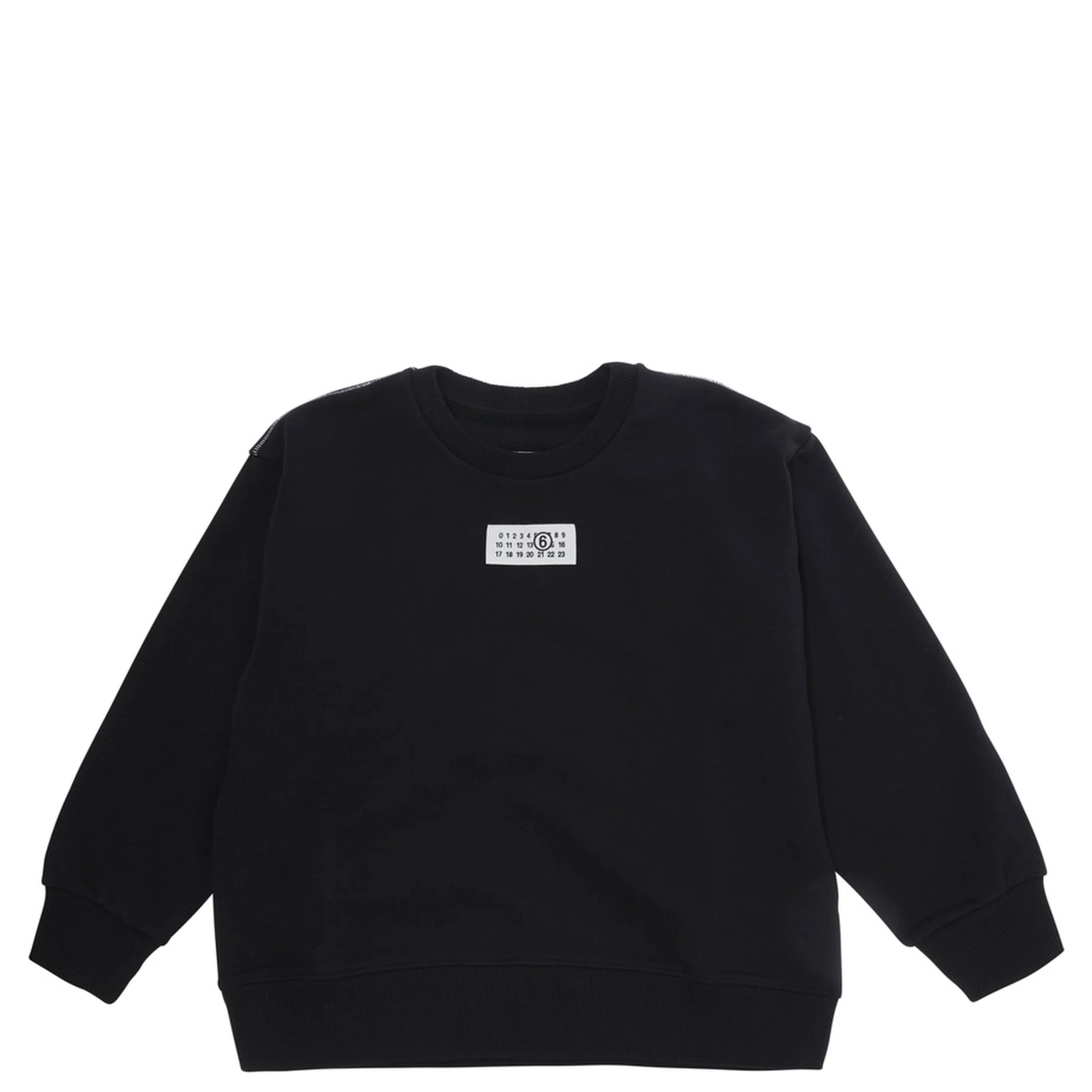 black Sweatshirt with round neck and logo on the front in cotton for Boy