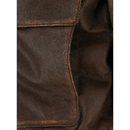 Detachable A-2 Leather Blouson with collar and long sleeves in Brown Leather Men