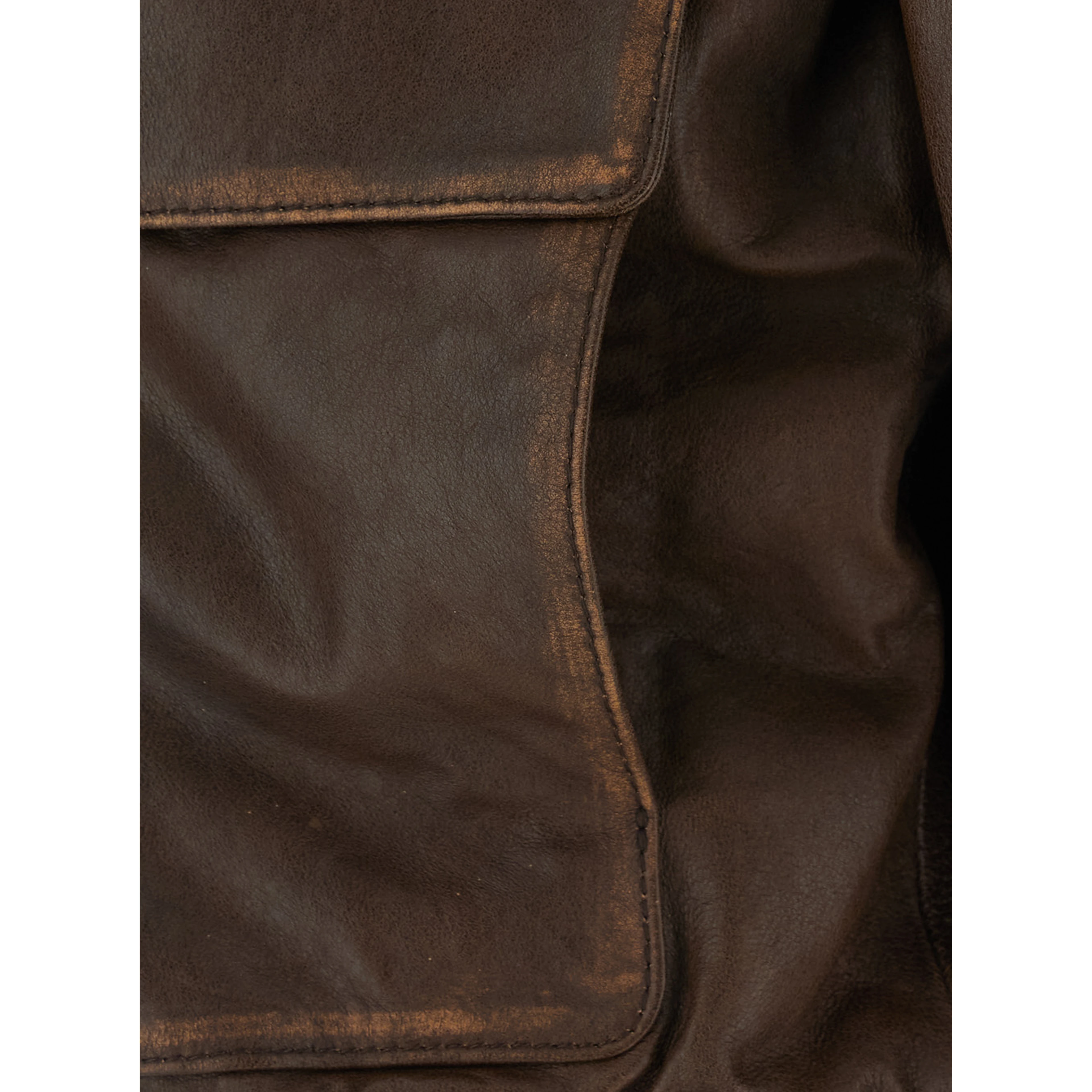 Detachable A-2 Leather Blouson with collar and long sleeves in Brown Leather Men