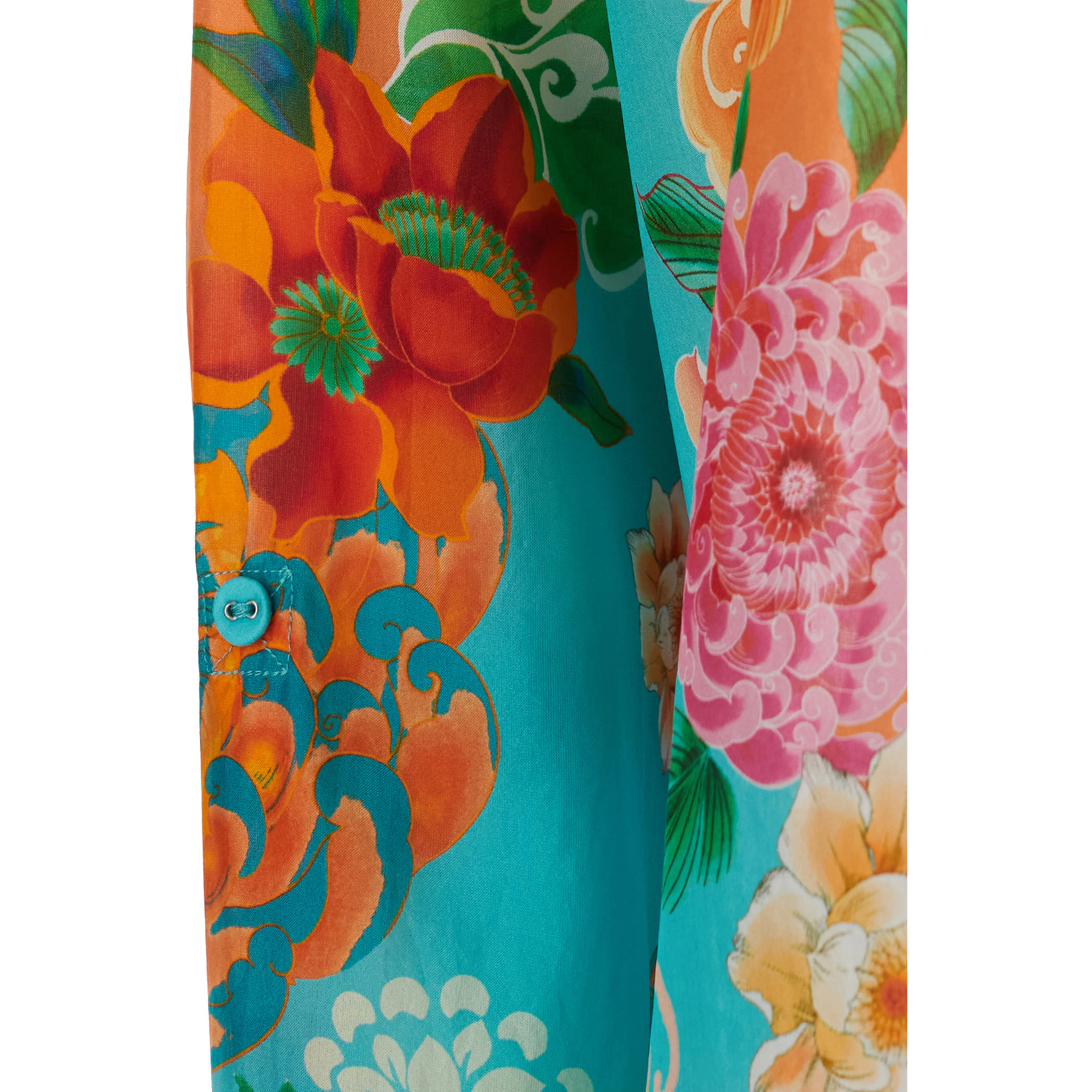The Audrey Button Up Shirt Multicolor Shirt with Classic Collar and All-Over Floral Motif in silk for Women