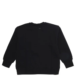 black Sweatshirt with round neck and logo on the front in cotton for Boy