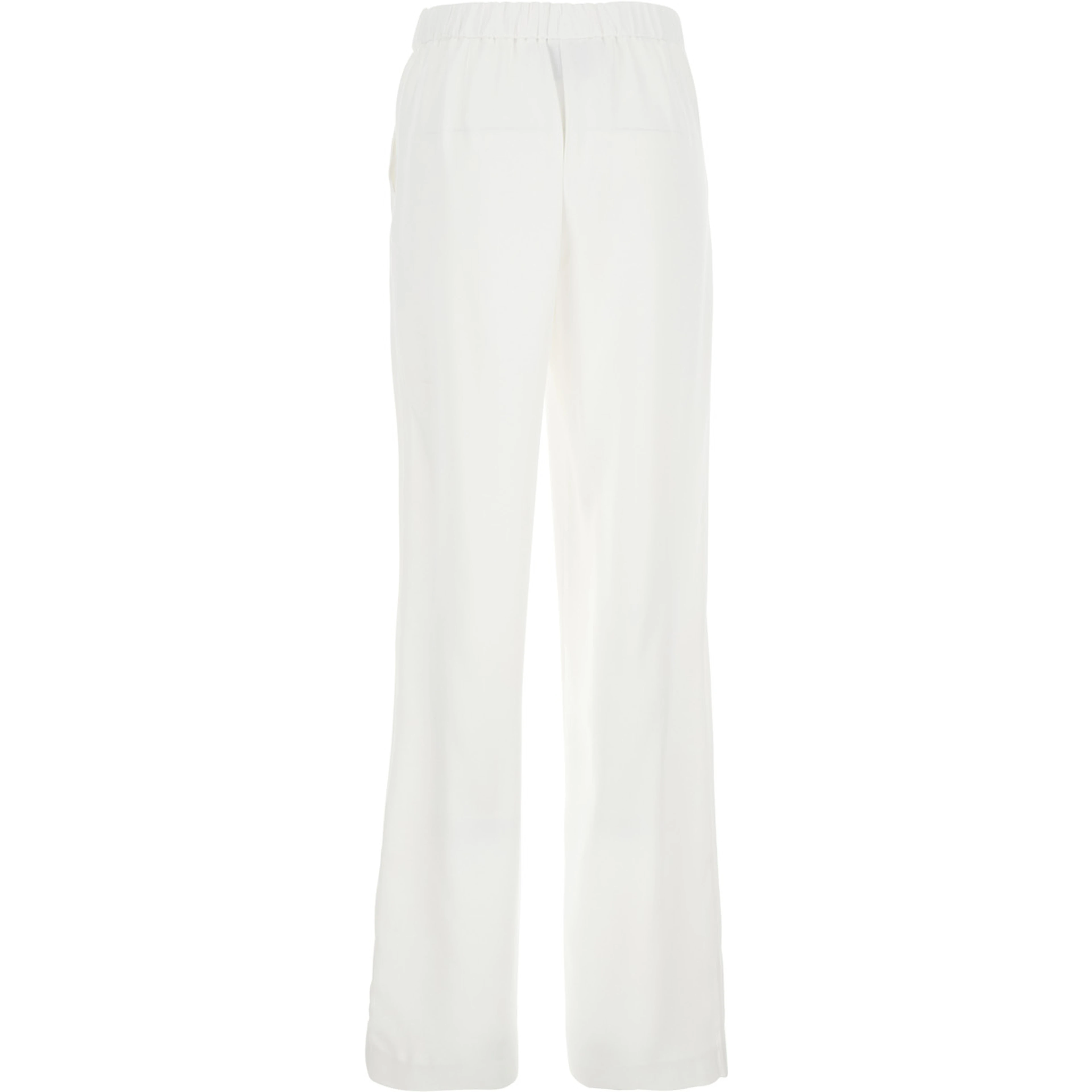 White Pants with Elasticized Waist at the Back and Wide Leg in Tech Fabric Woman