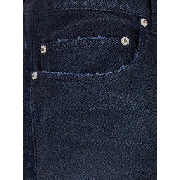 Blue Jeans with faded effect and logo patch on the back in cotton man