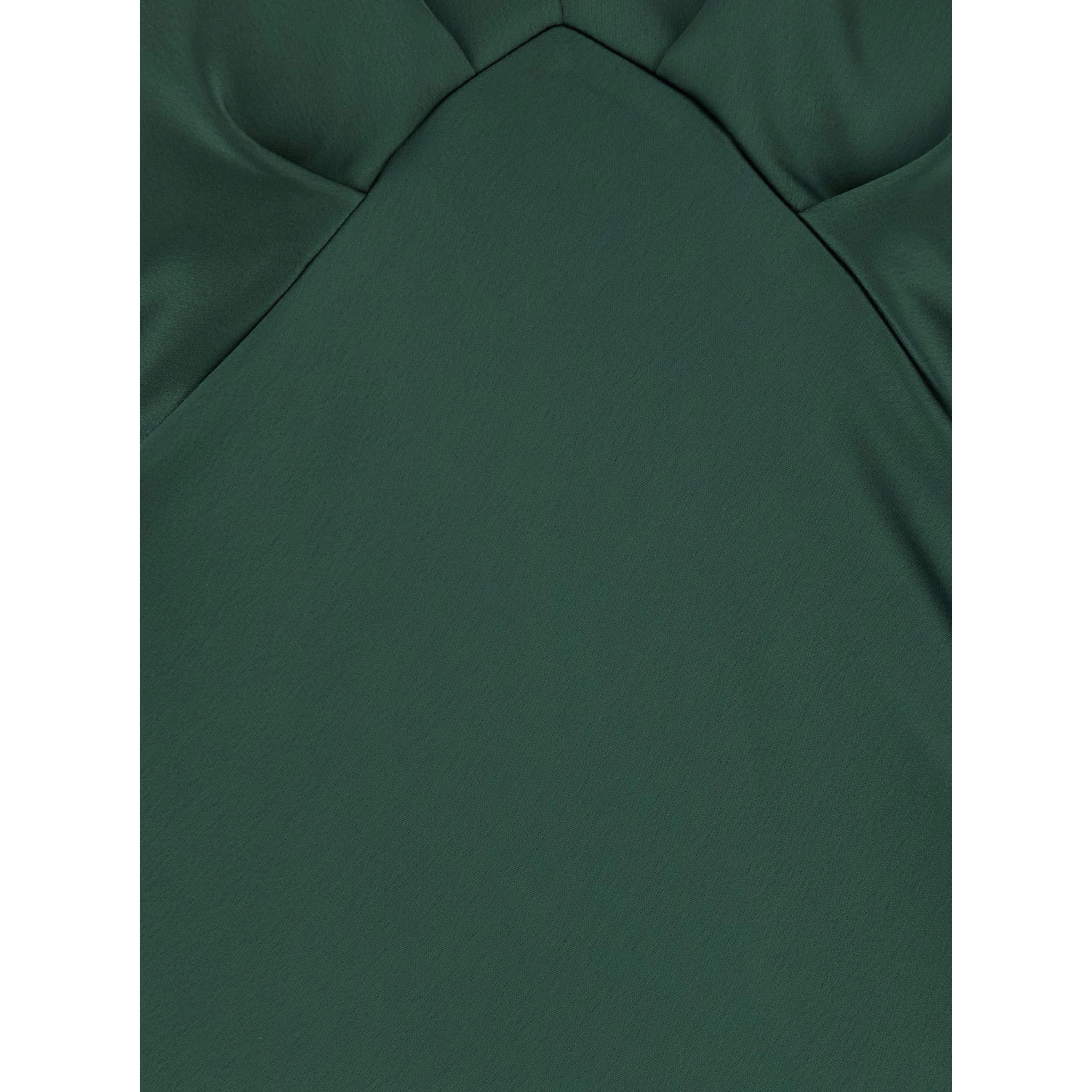Green Long Dress with V-Neck and Ruffles on the Front in Tech Fabric Women