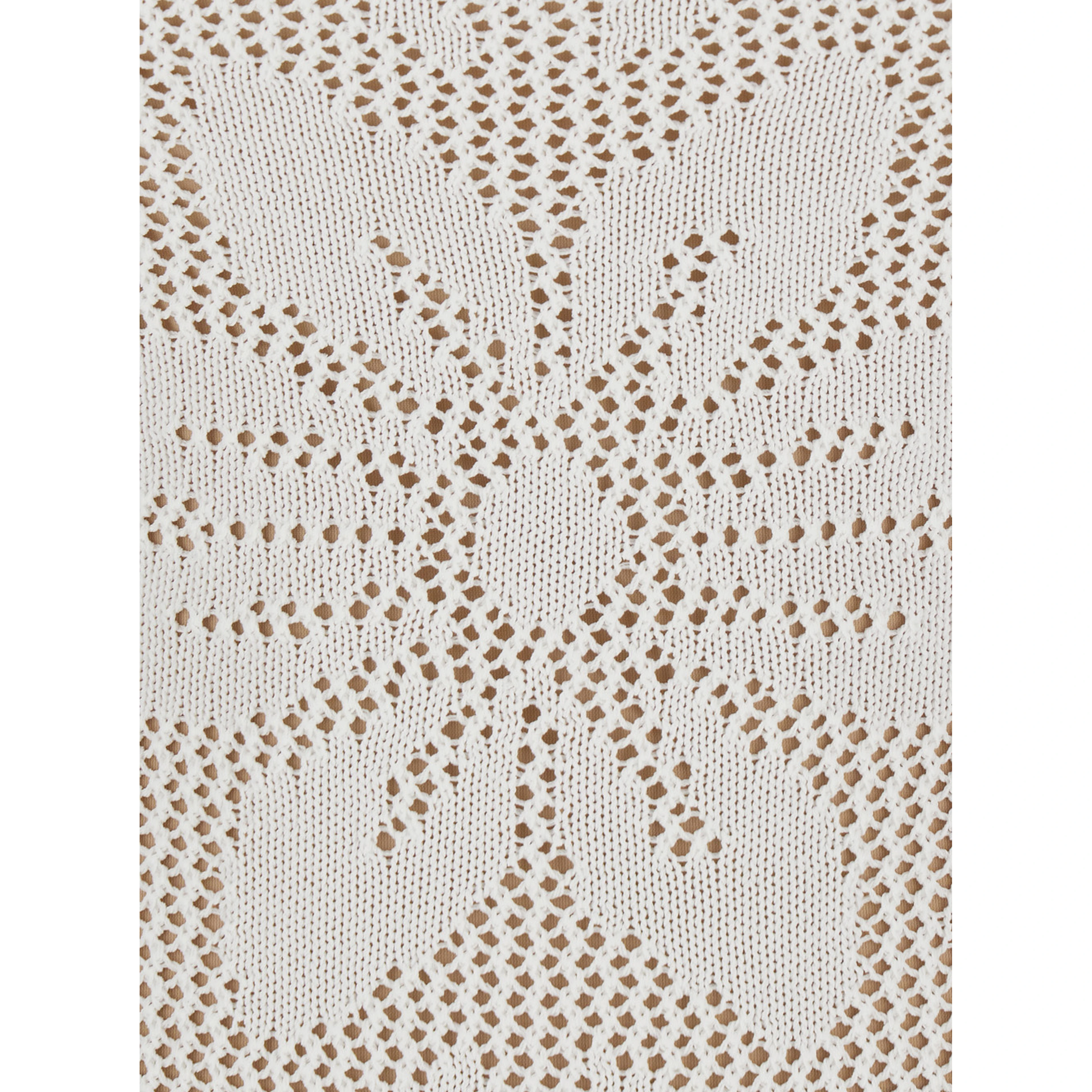 White Sleeveless Crew Neck Long Dress with Keyhole Closure on the Back and All-Over Floral Embroidery in VIscose Blend for Women