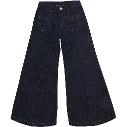 Blue Jeans with logo lettering on the front and contrasting stitching in denim Girl