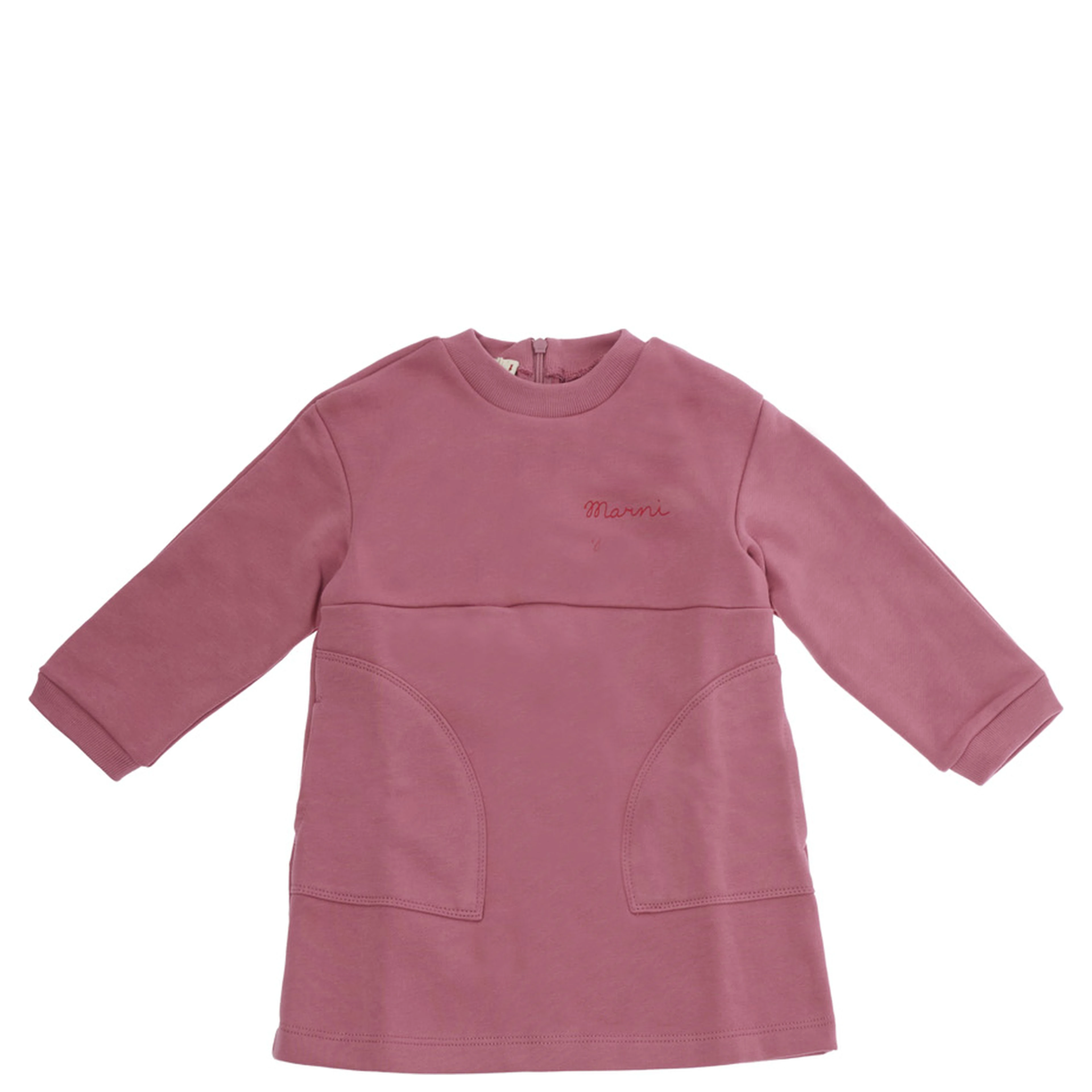 Pink Dress with logo lettering on the front in cotton baby