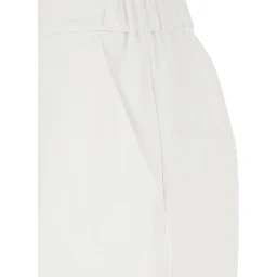 White Pants with Elasticized Waist at the Back and Wide Leg in Tech Fabric Woman