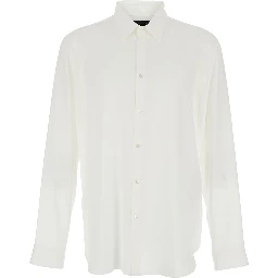 Narcissist White Shirt with Classic Collar and Button Cuffs in Silk for Men