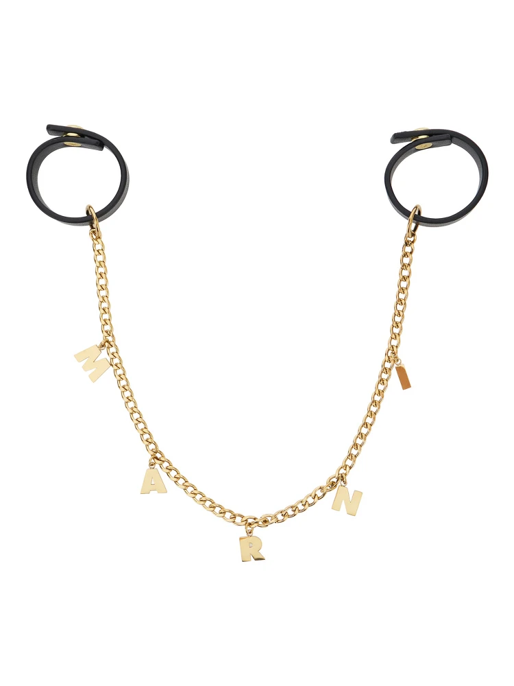 Gold-tone Keychain with chain design and charm with letter charms in steel Girl