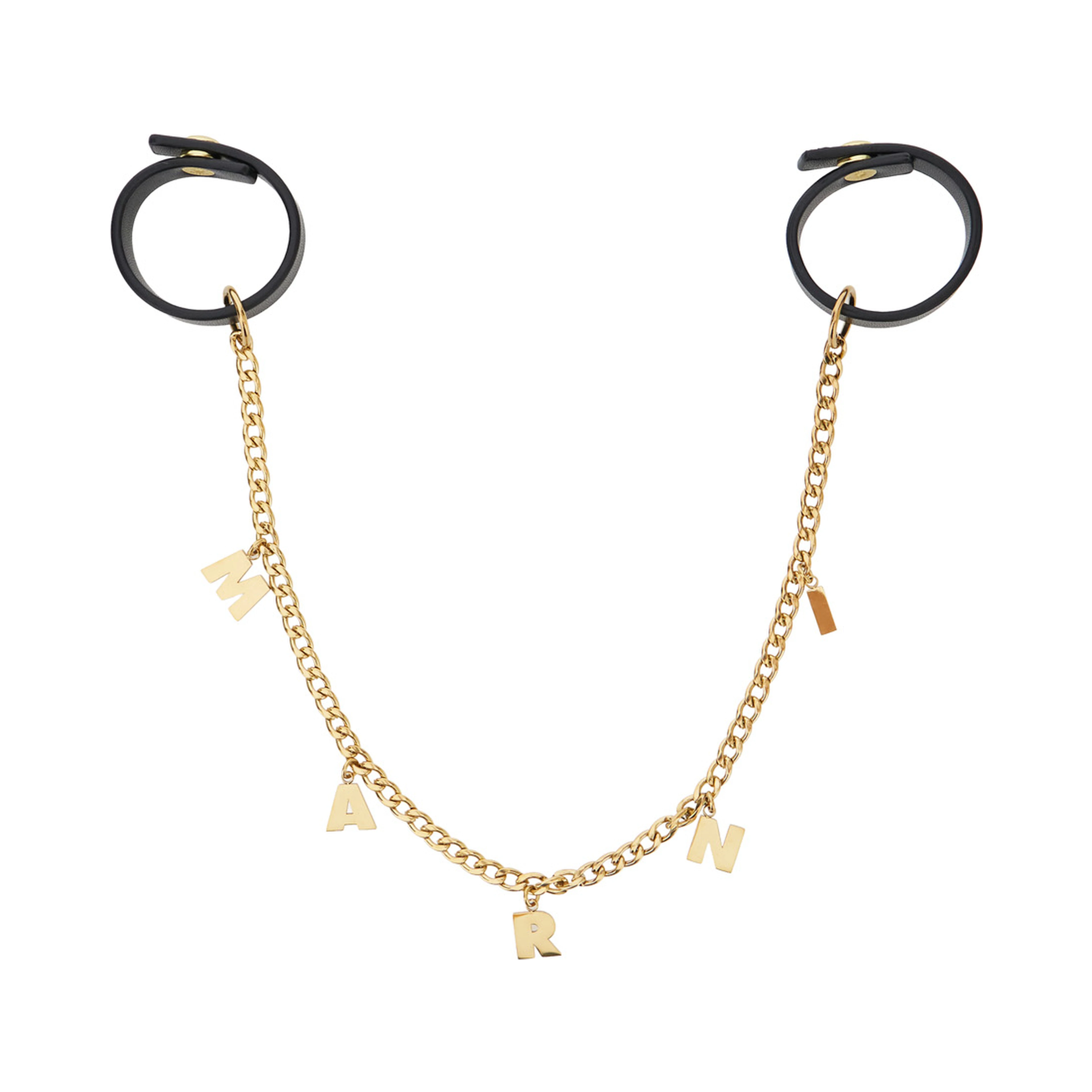 Gold-tone Keychain with chain design and charm with letter charms in steel Girl