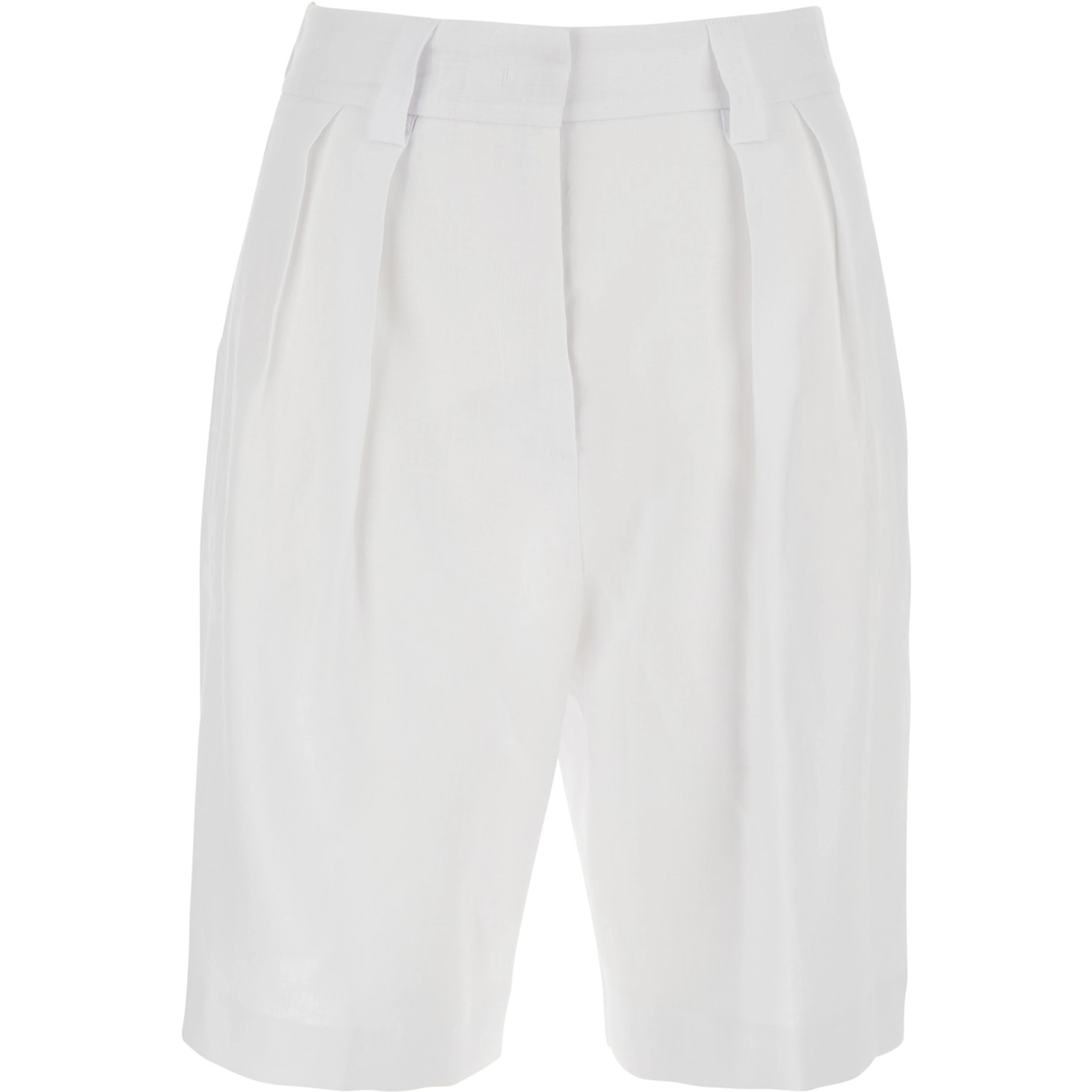White Bermuda with Front Pleates In Linen for Women