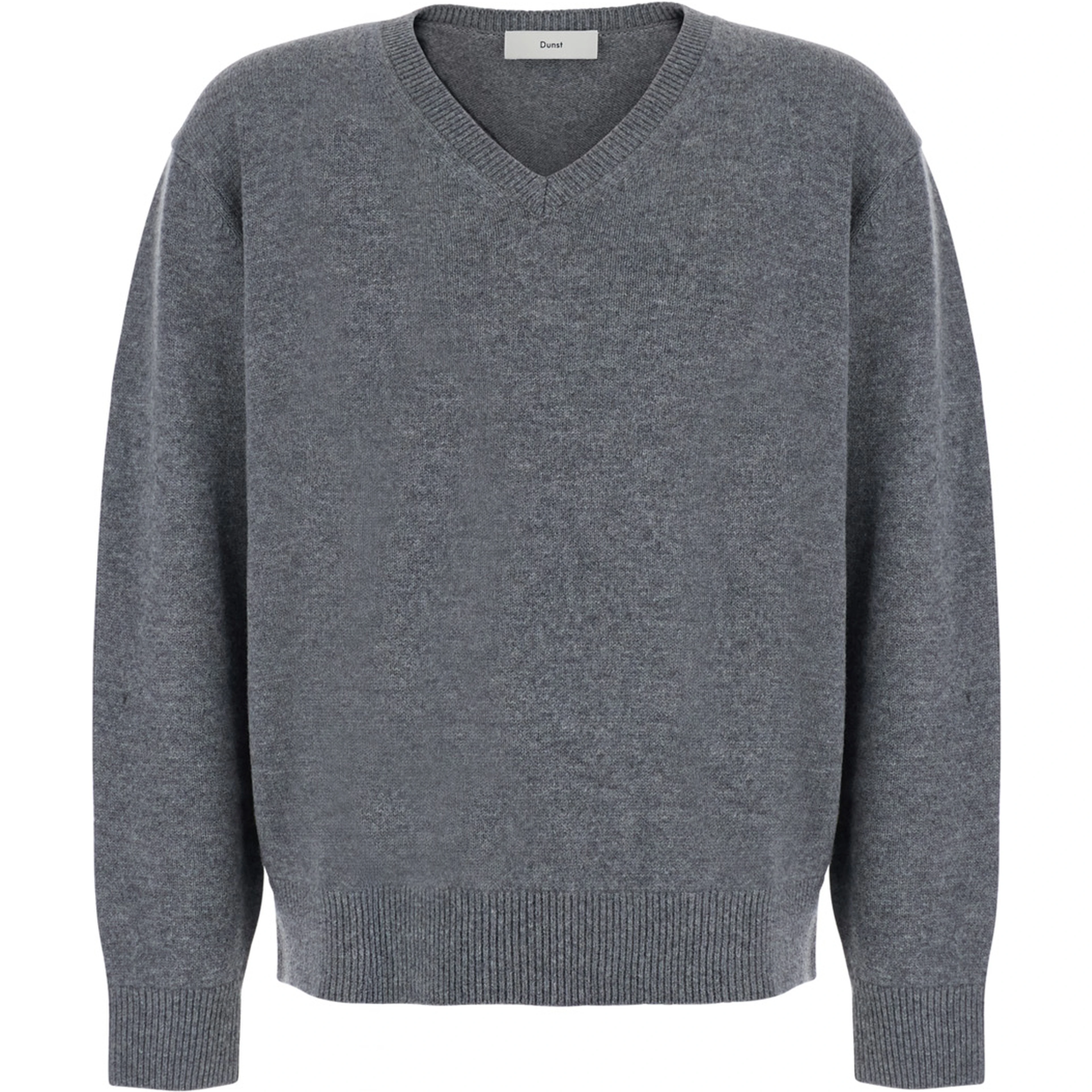 UNISEX CASHMERE V-NECK SWEATER with long sleeves and V-neck in Wool and Cashmere Gray Unisex