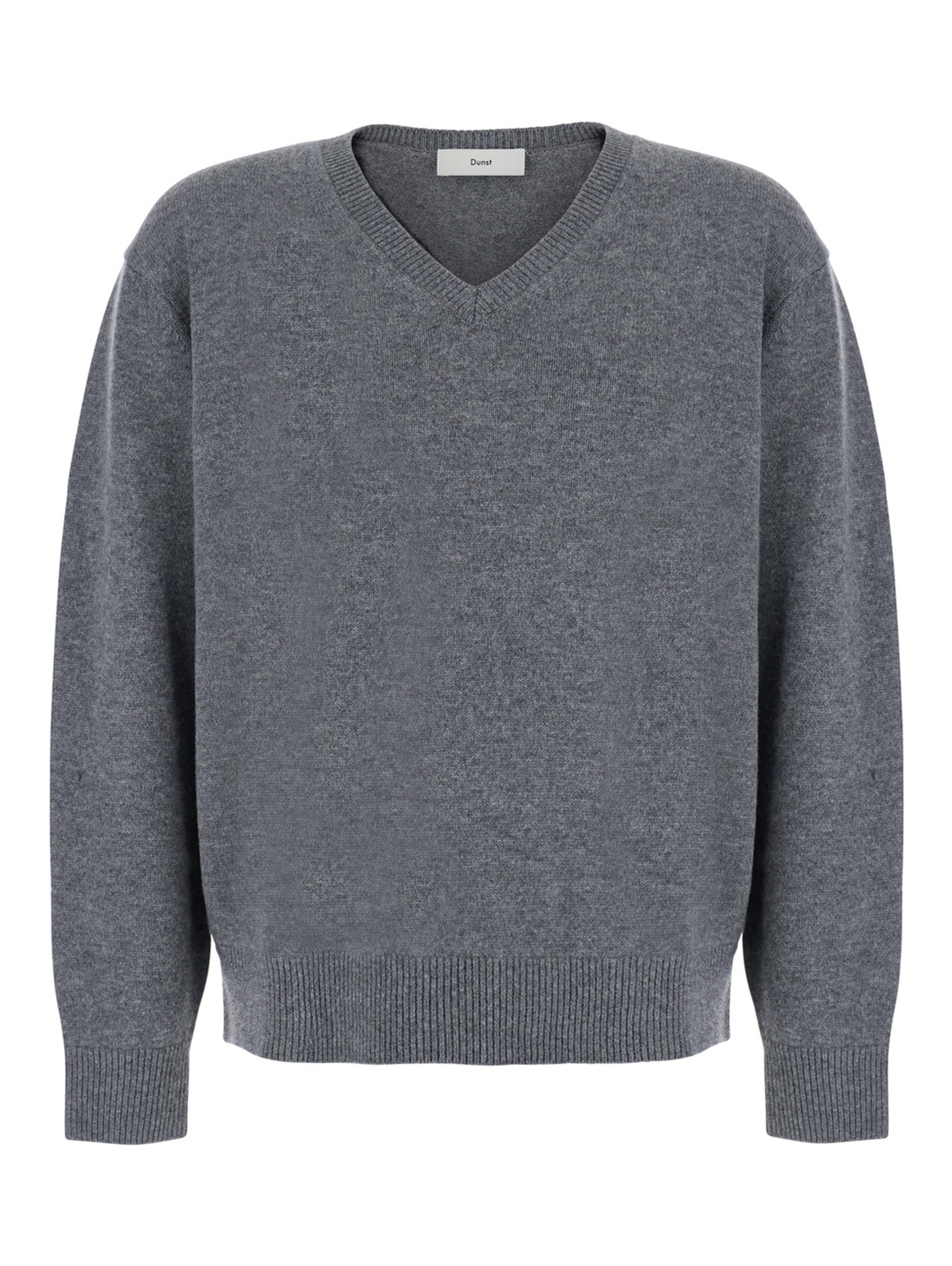 UNISEX CASHMERE V-NECK SWEATER with long sleeves and V-neck in Wool and Cashmere Gray Unisex
