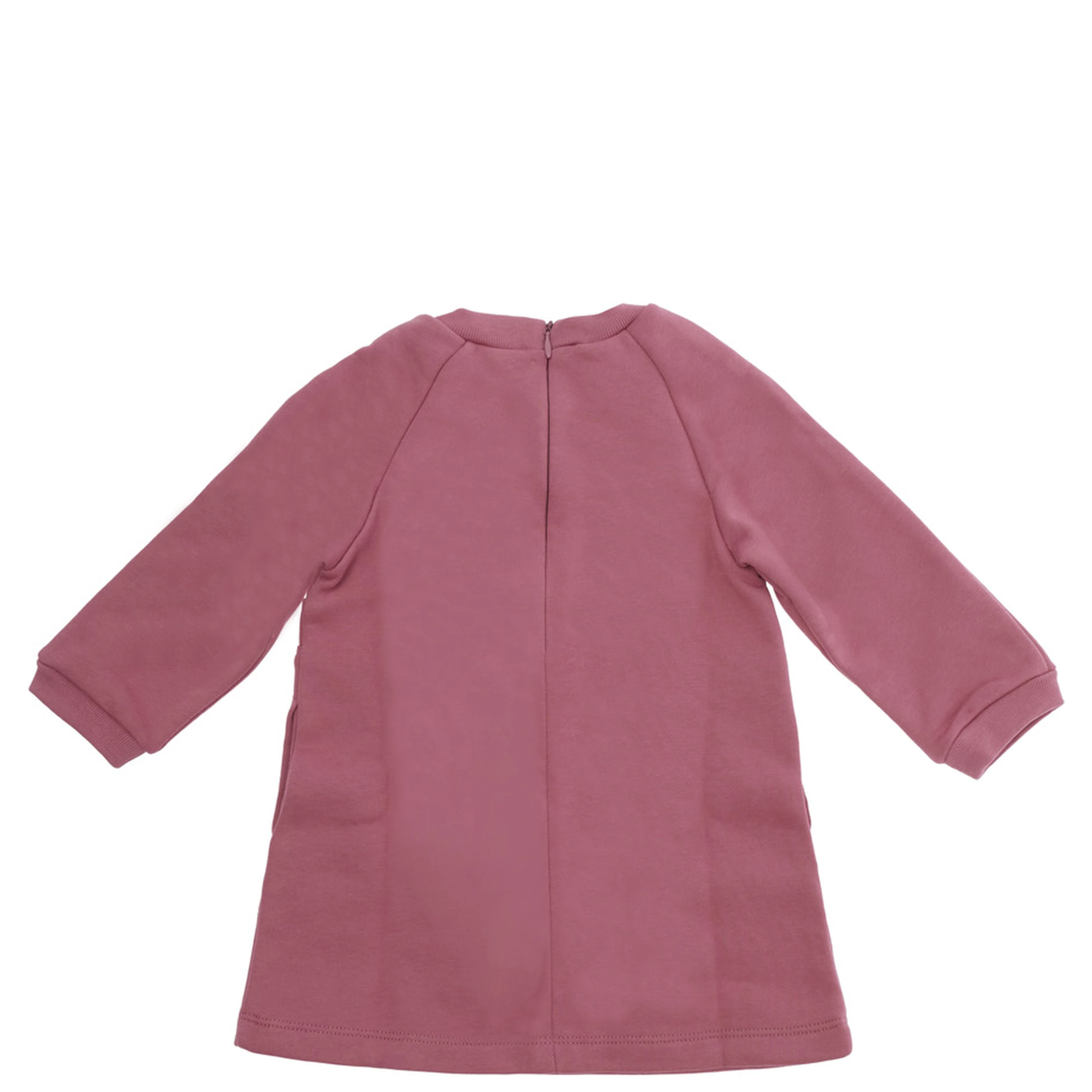 Pink Dress with logo lettering on the front in cotton baby