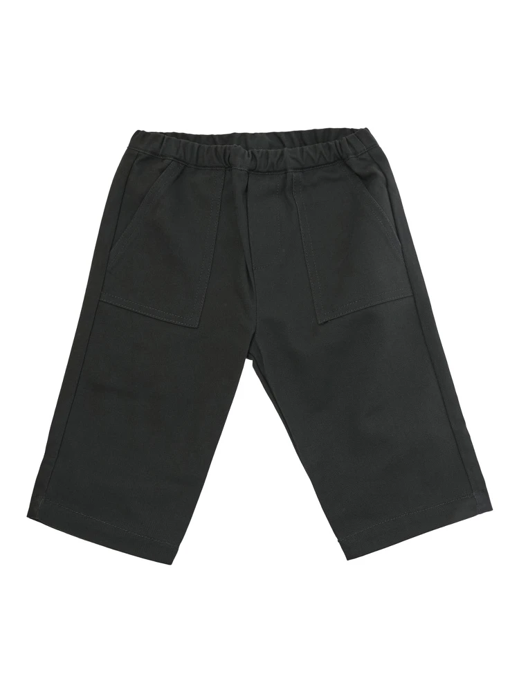 Grey pants with patch pockets and logo on the back in cotton Girl