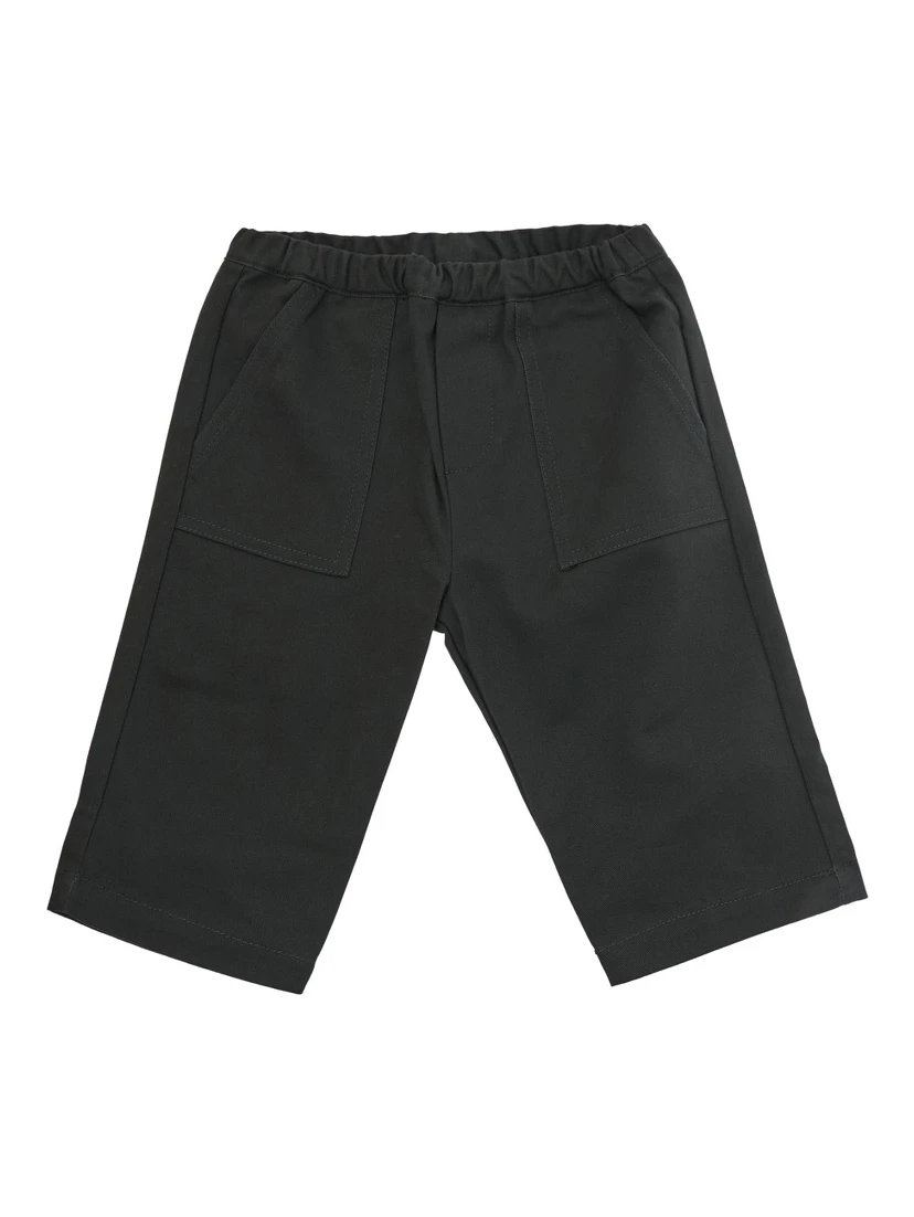 Grey pants with patch pockets and logo on the back in cotton Girl