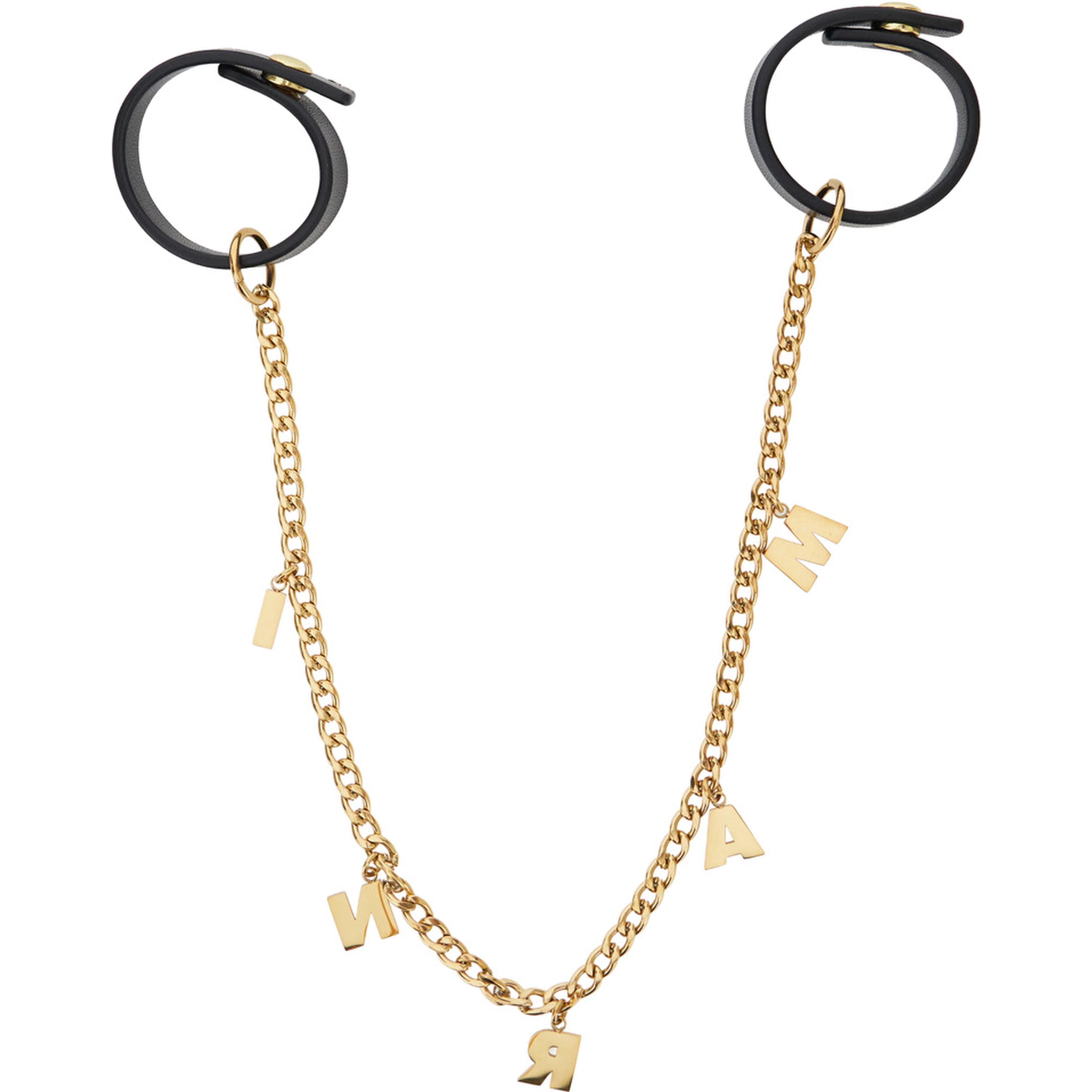 Gold-tone Keychain with chain design and charm with letter charms in steel Girl