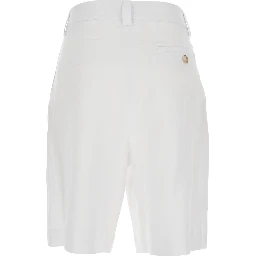 White Bermuda with Front Pleates In Linen for Women