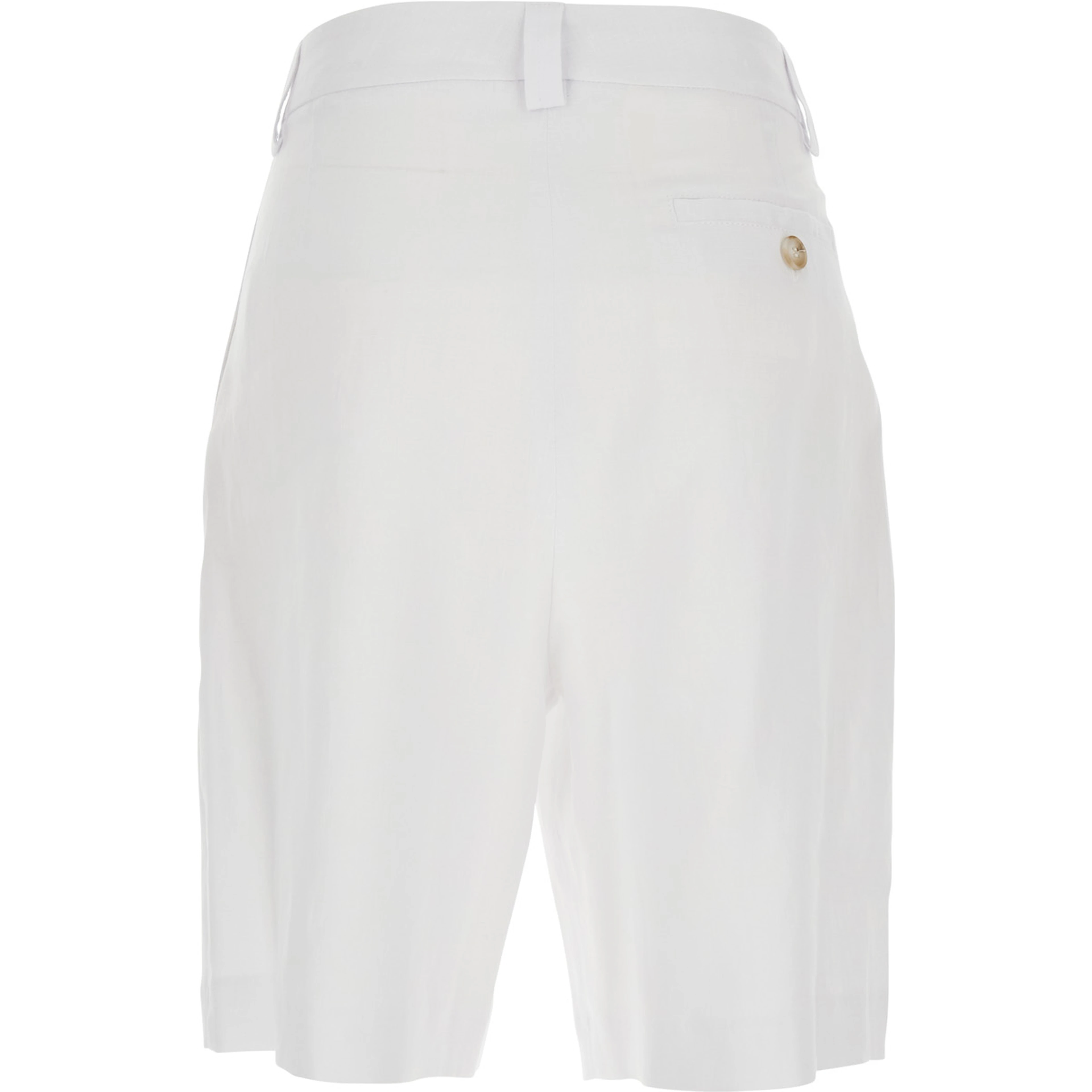 White Bermuda with Front Pleates In Linen for Women