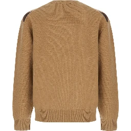 UNISEX ARGYLE CREW NECK SWEATER with diamond details and Beige Wool Unisex