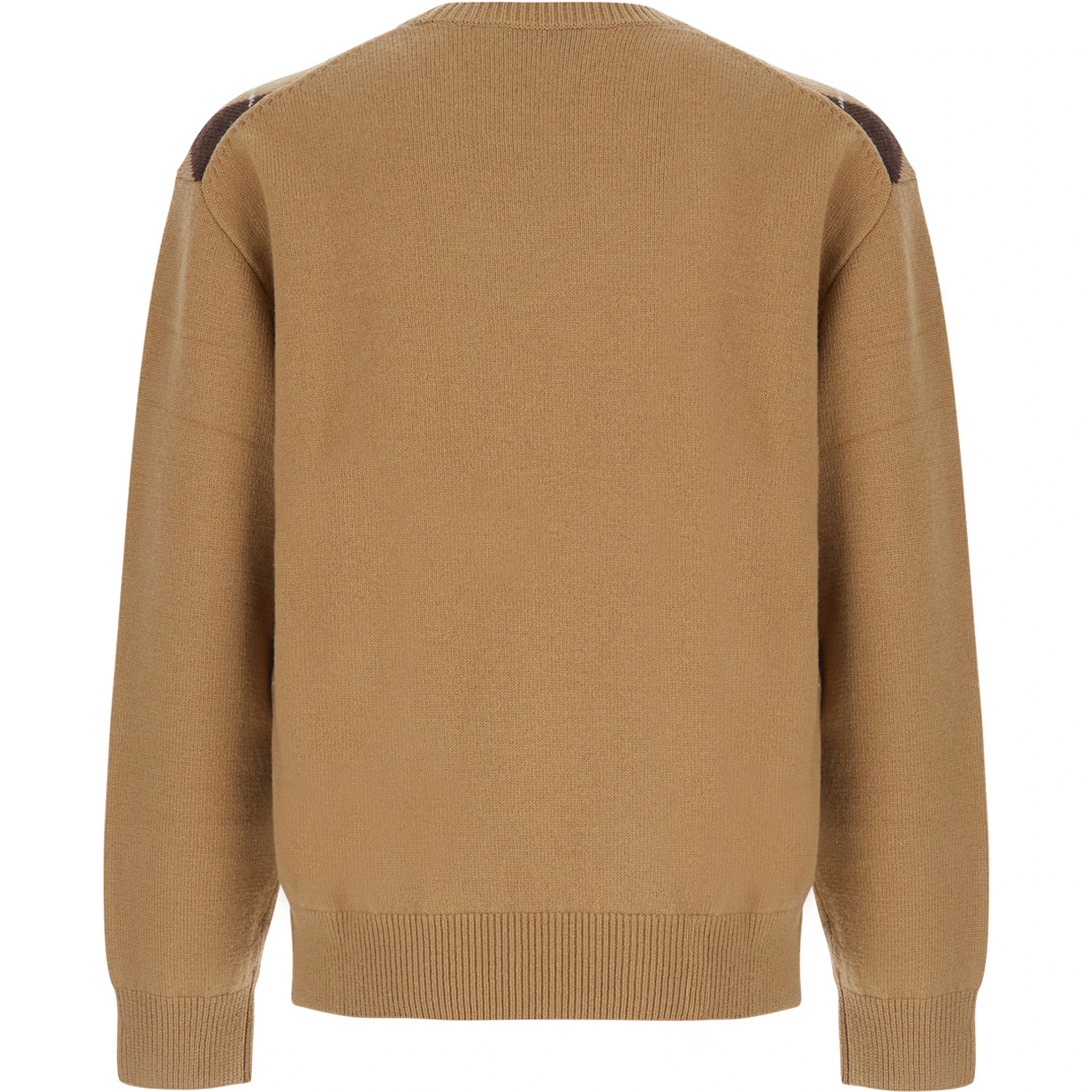 UNISEX ARGYLE CREW NECK SWEATER with diamond details and Beige Wool Unisex