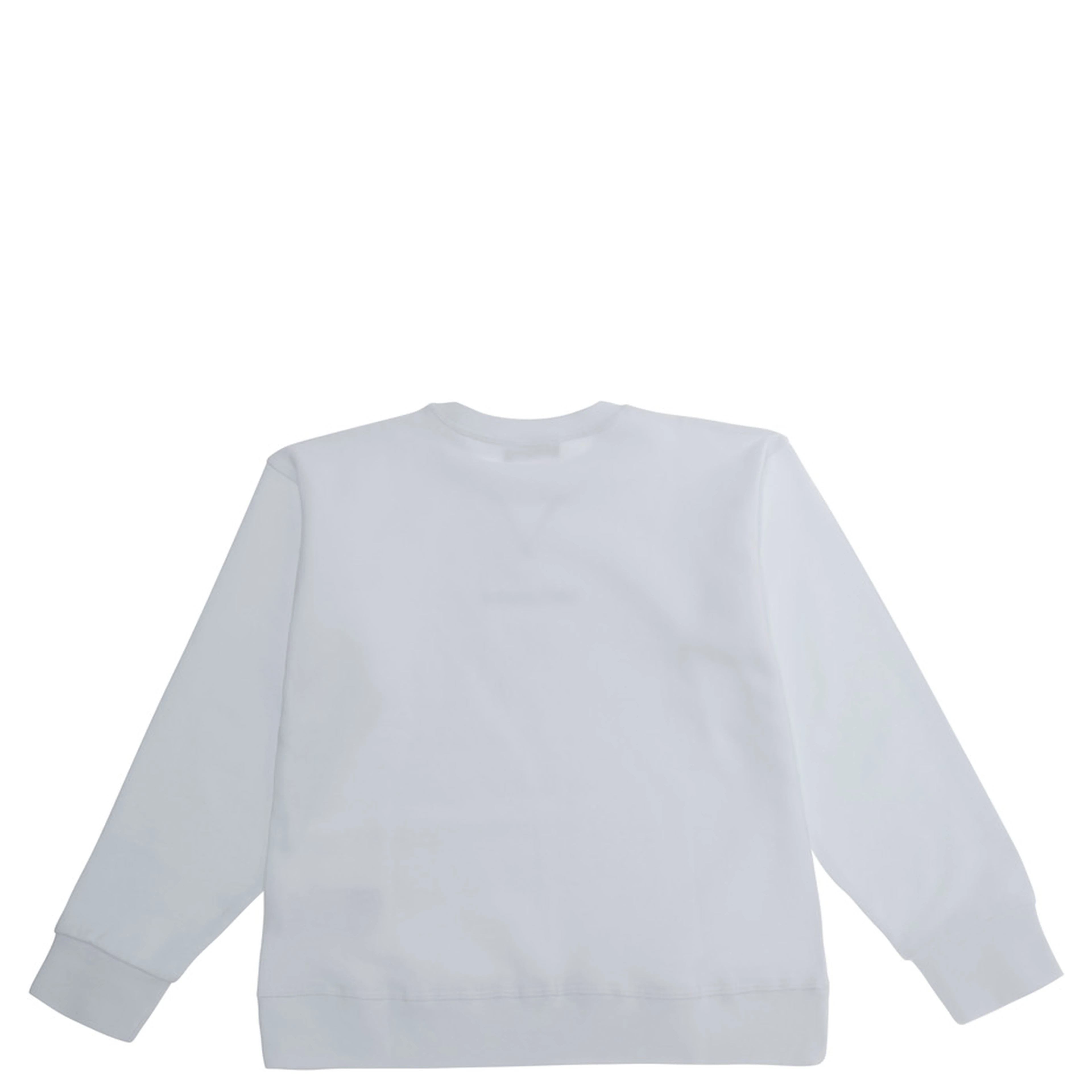 White Crew Neck Sweatshirt with Logo Lettering on the Front in Cotton Boy