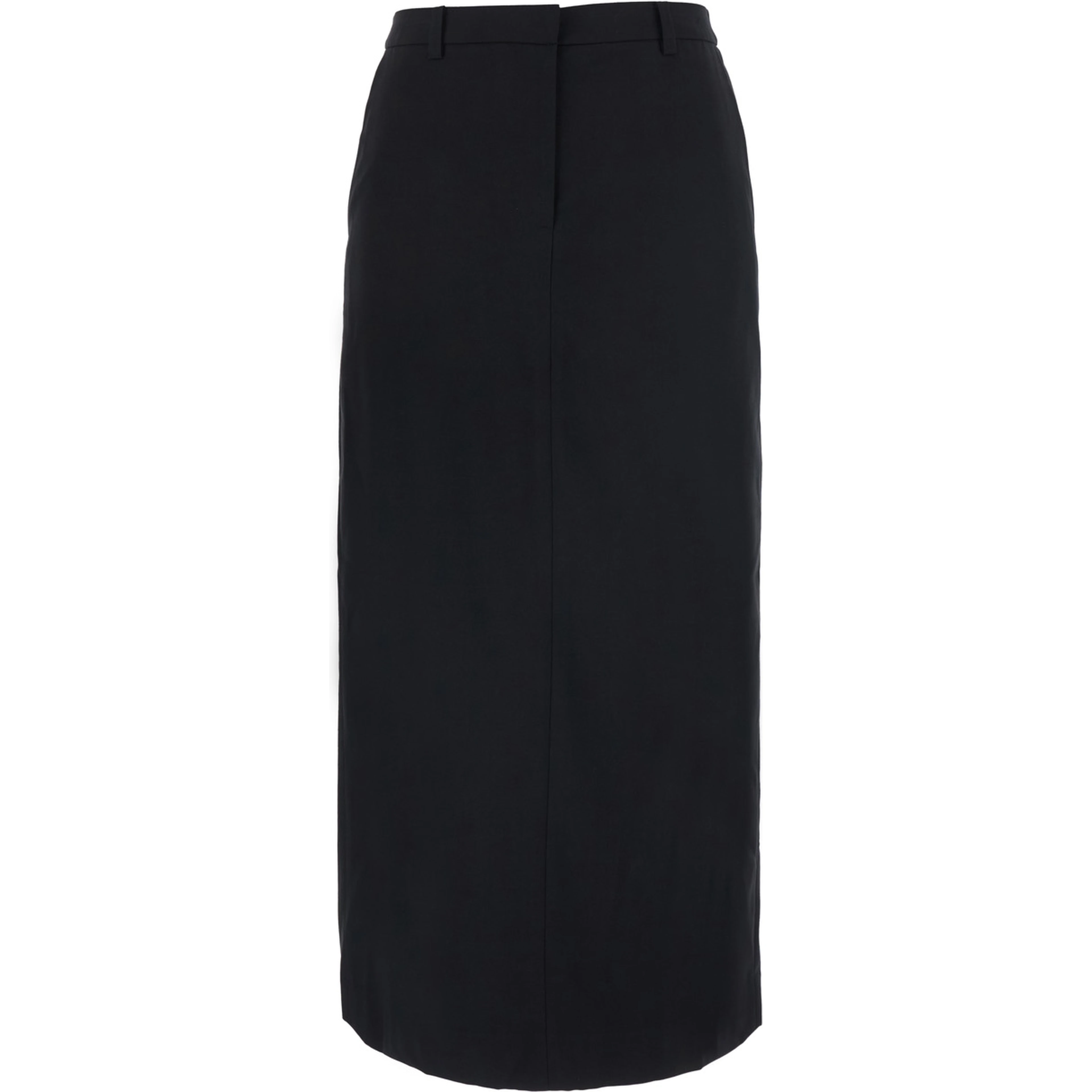 H-LINE LONG SKIRT with straight hem and soft fabric, in black, women