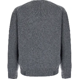 UNISEX CASHMERE V-NECK SWEATER with long sleeves and V-neck in Wool and Cashmere Gray Unisex