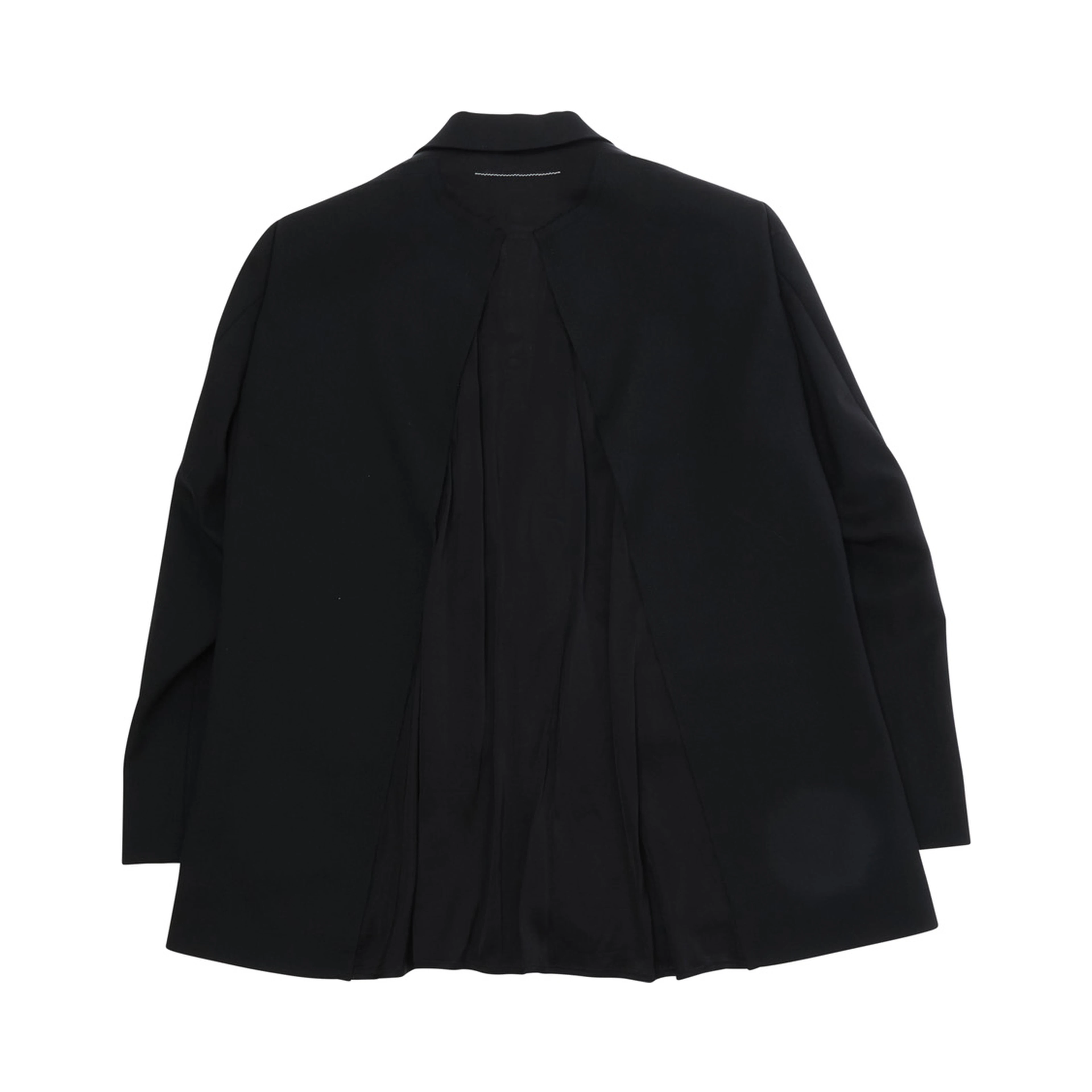Black Double-breasted Jacket with Notched Revers and Patch Logo on the Sleeve in Wool Blend Boy