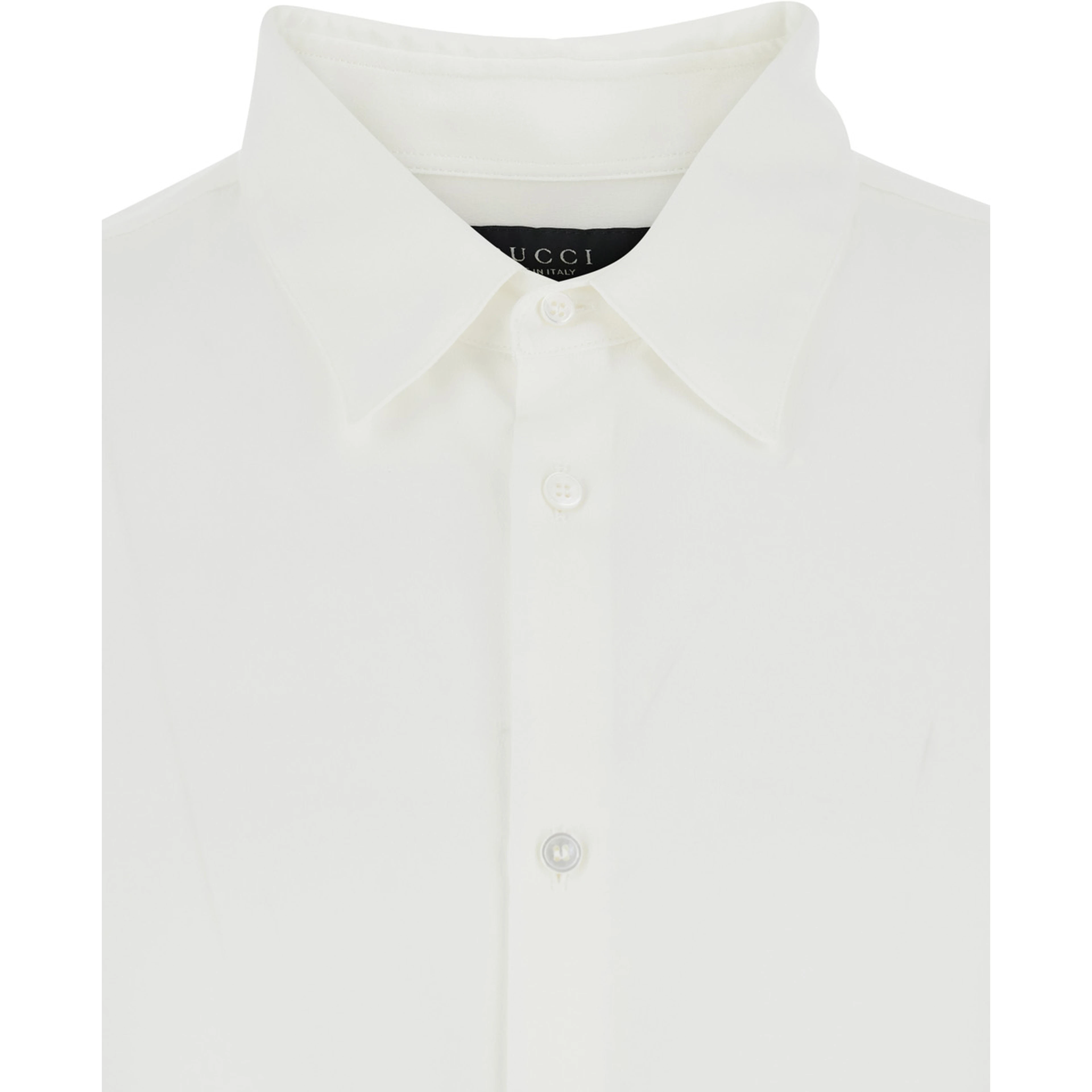 Narcissist White Shirt with Classic Collar and Button Cuffs in Silk for Men