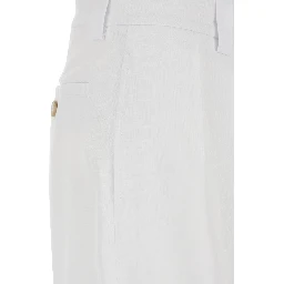 White Bermuda with Front Pleates In Linen for Women