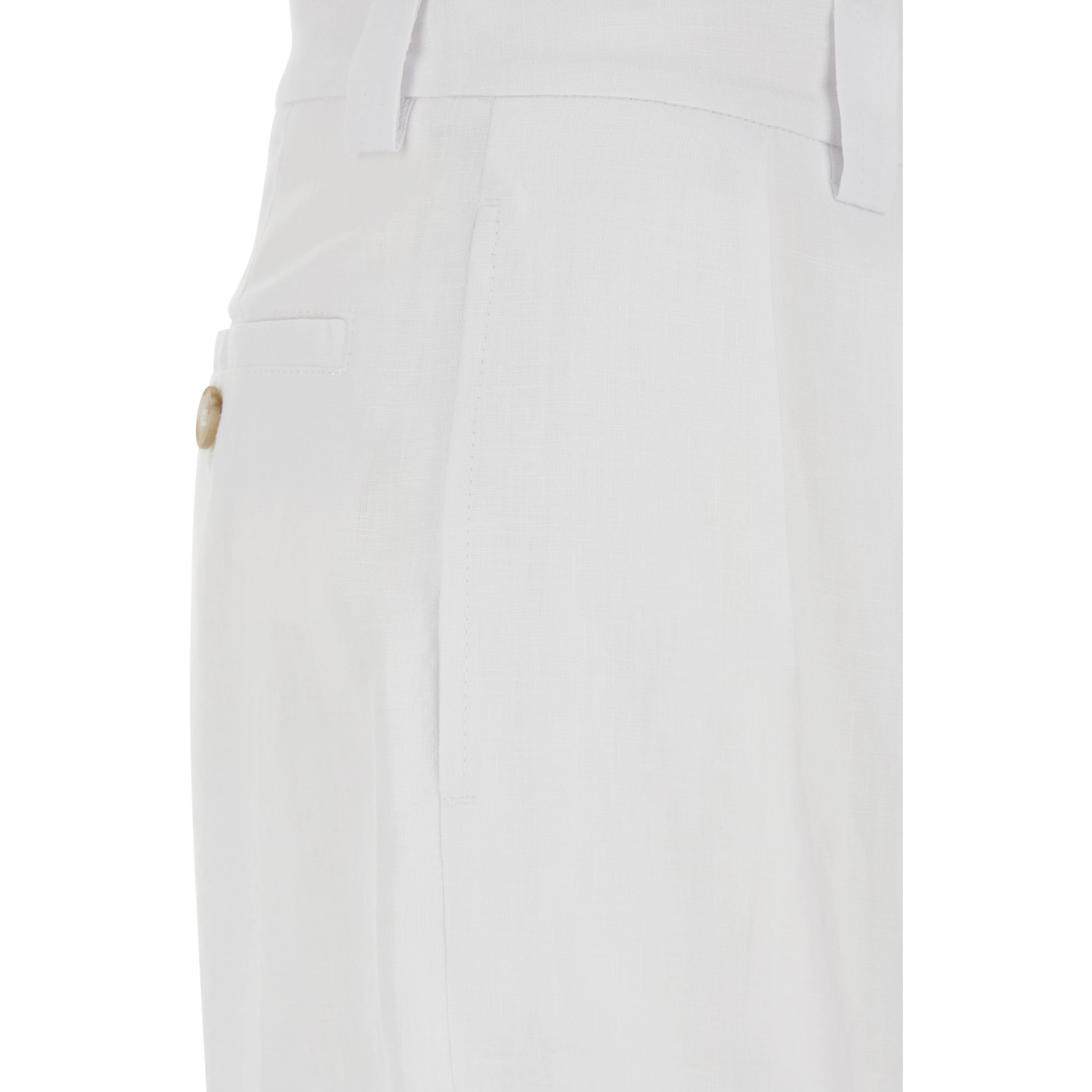 White Bermuda with Front Pleates In Linen for Women