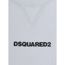 White Crew Neck Sweatshirt with Logo Lettering on the Front in Cotton Boy
