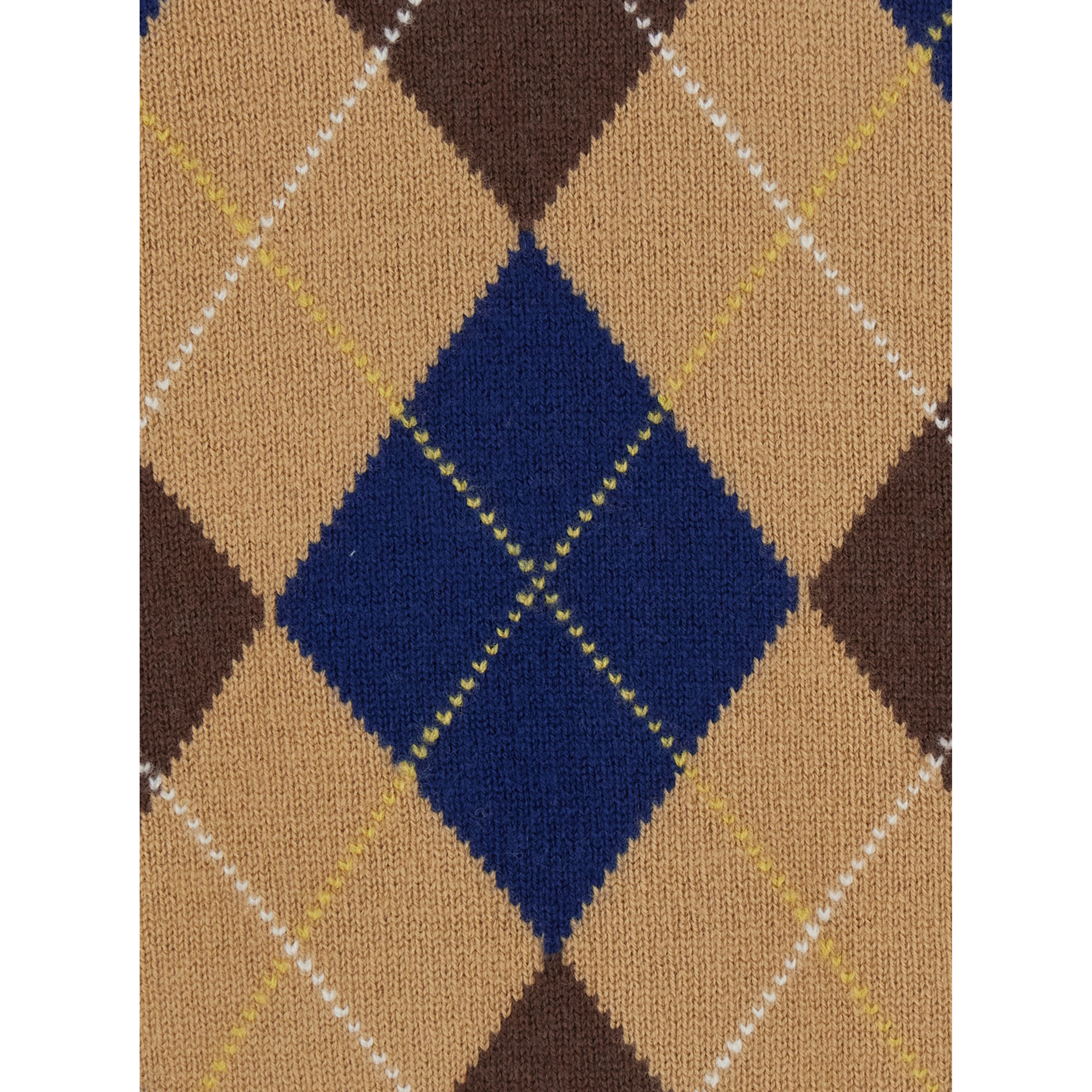 UNISEX ARGYLE CREW NECK SWEATER with diamond details and Beige Wool Unisex