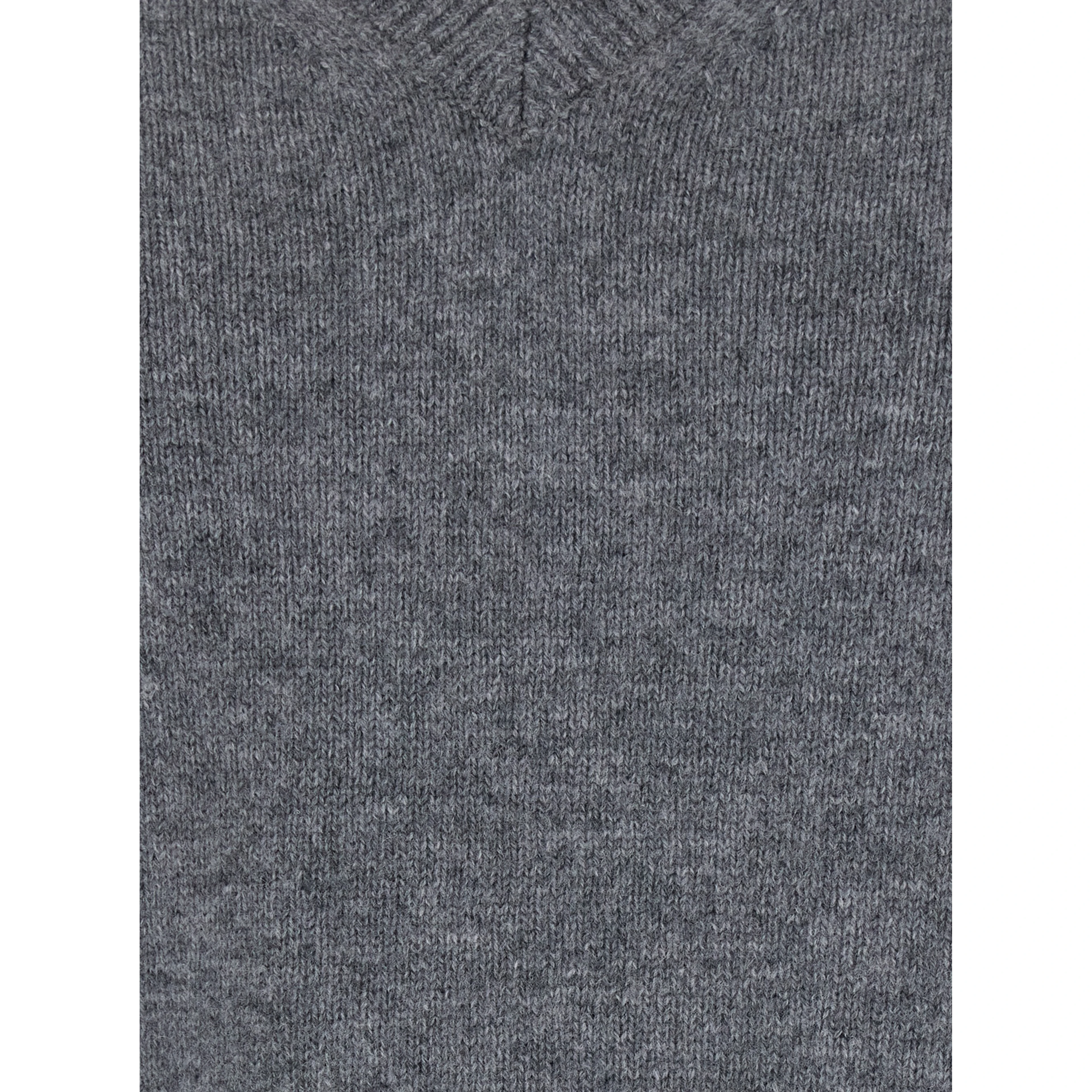UNISEX CASHMERE V-NECK SWEATER with long sleeves and V-neck in Wool and Cashmere Gray Unisex