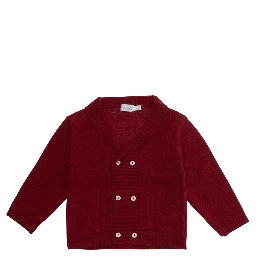 Red Cardigan with V-neck and front buttons in viscose blend baby