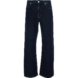 Blue Jeans with logo patch on the back in denim for men