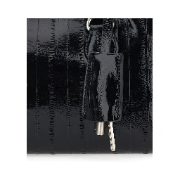 Shell Brot Black Mini Shoulder bag with Adjustable and Removable Strap and Pendant on the Front in Leather for Women