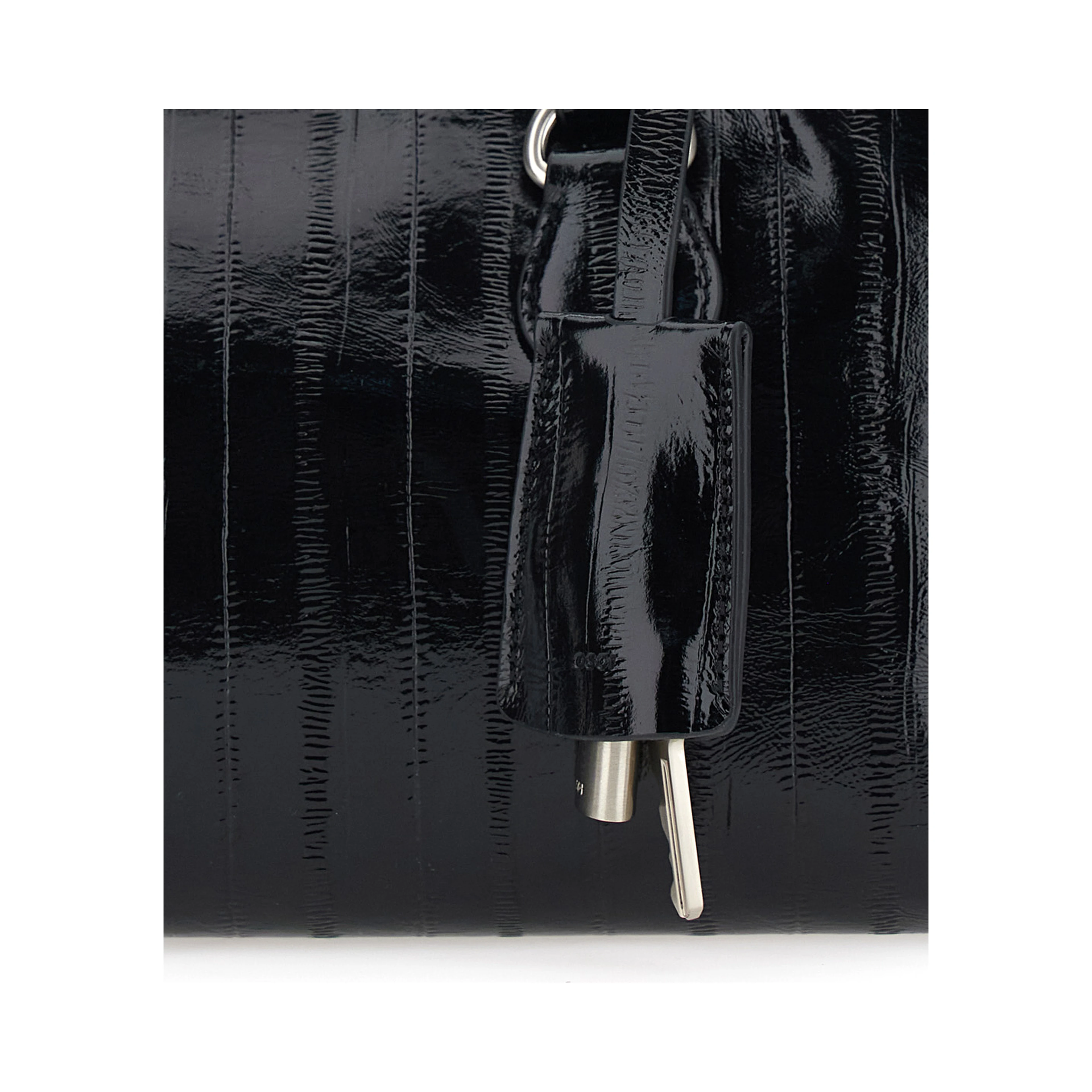 Shell Brot Black Mini Shoulder bag with Adjustable and Removable Strap and Pendant on the Front in Leather for Women