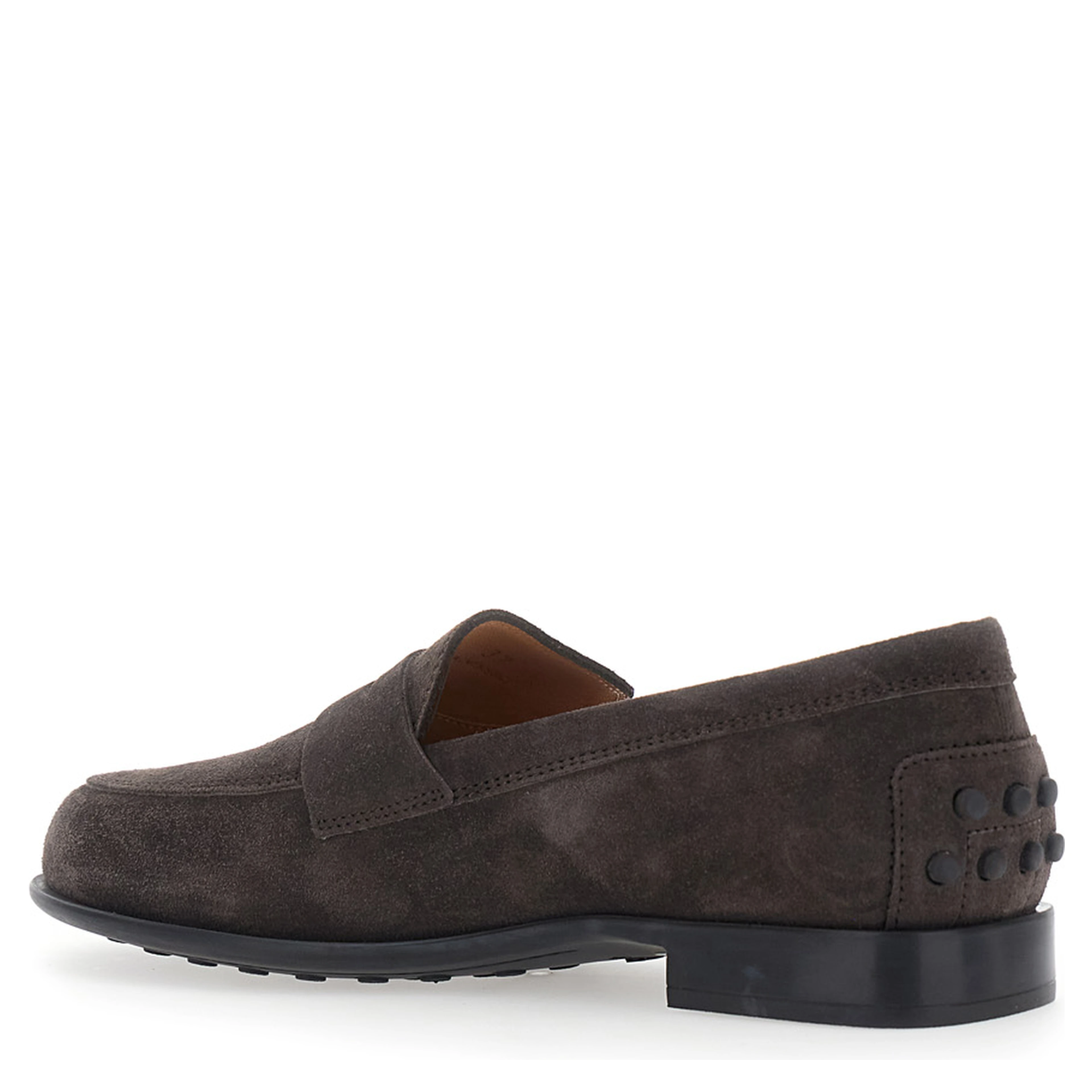 Brown Loafers with Logo Lettering Plate on the Side in Leather for Women