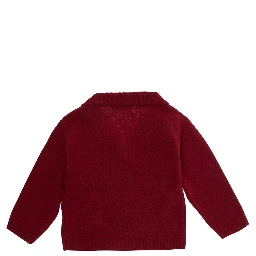 Red Cardigan with V-neck and front buttons in viscose blend baby