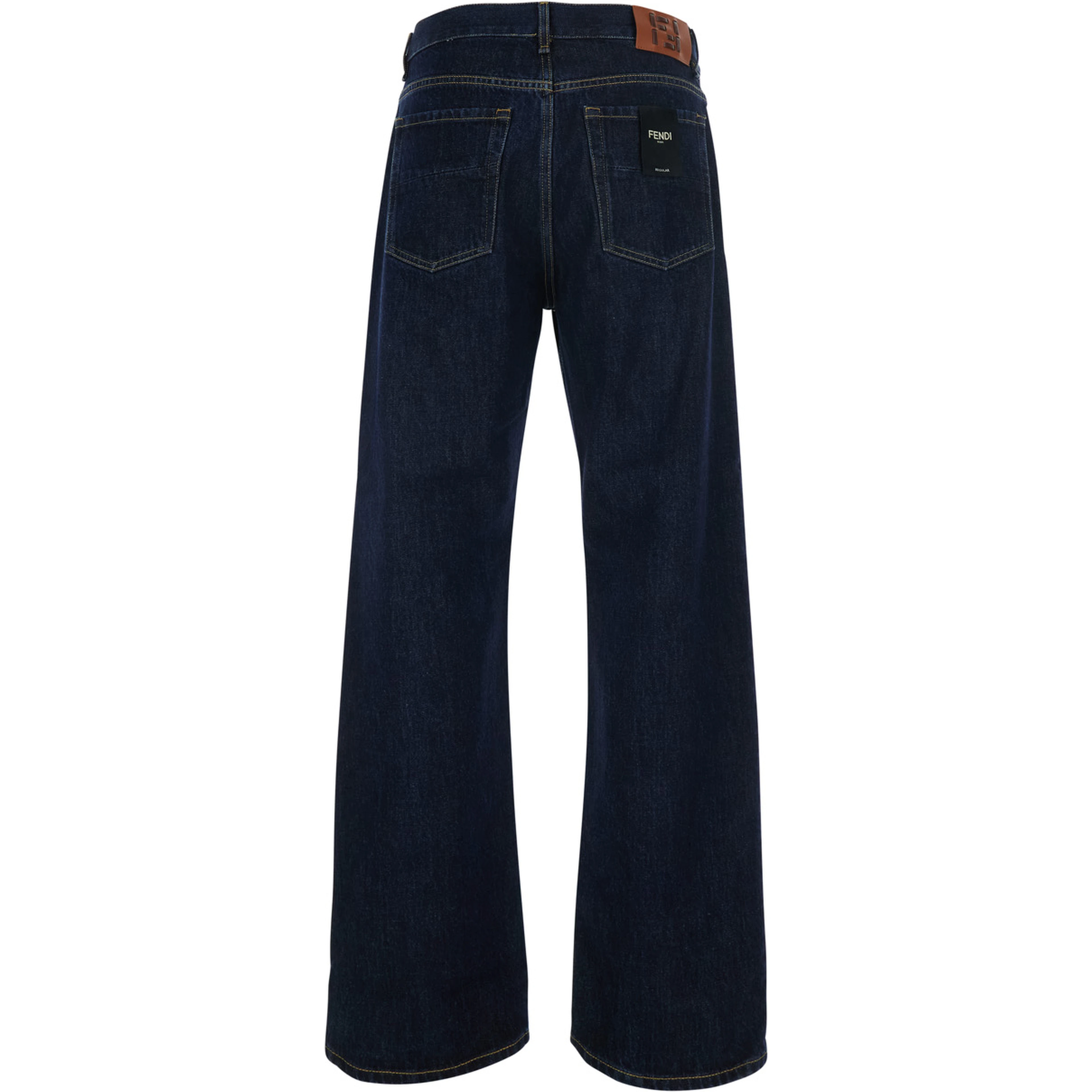 Blue Jeans with logo patch on the back in denim for men