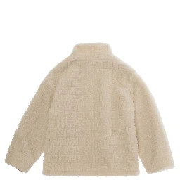 Beige Teddy sweatshirt with logo patch and FF all-over motif in wool blend for boy