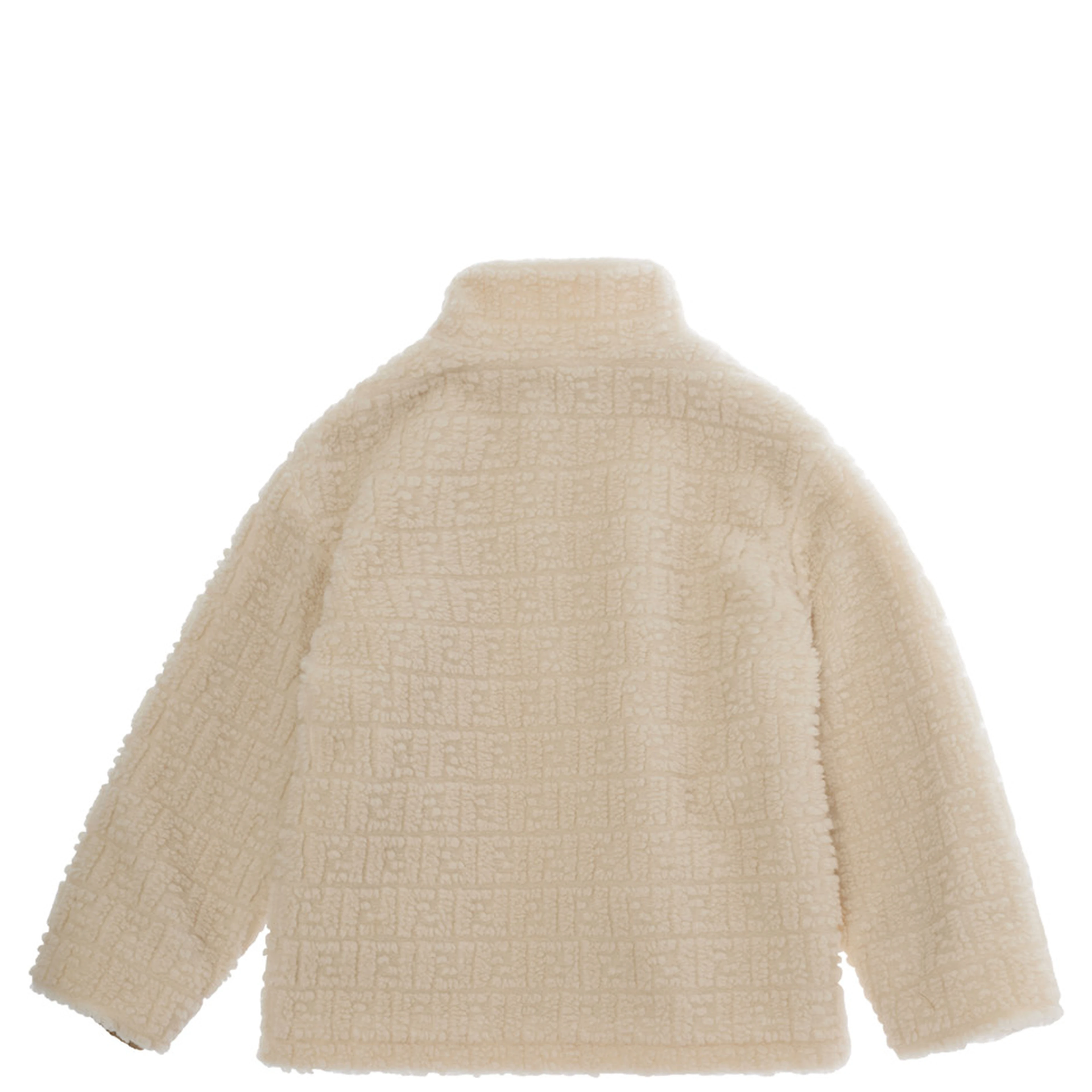 Beige Teddy sweatshirt with logo patch and FF all-over motif in wool blend for boy