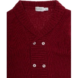 Red Cardigan with V-neck and front buttons in viscose blend baby