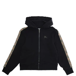 Hoodie with Equestrian Knight Motif on the Front in Black Cotton Boy