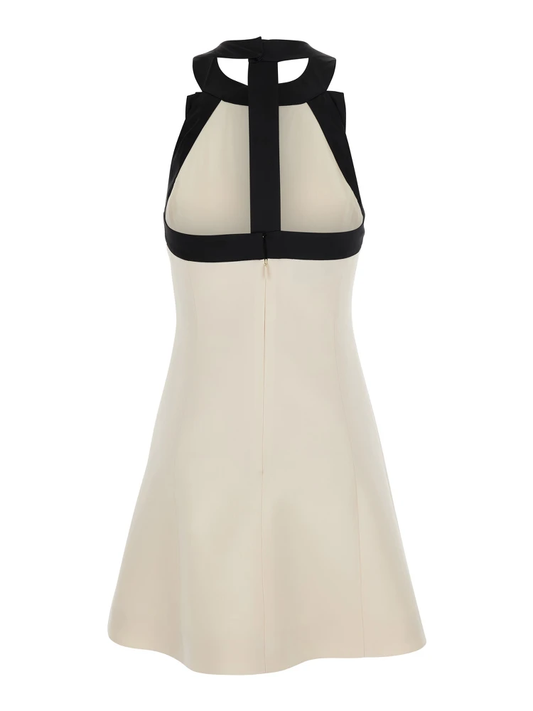 White Mini Sleeveless Dress with Halterneck in Wool and Silk Blend for Women alternative